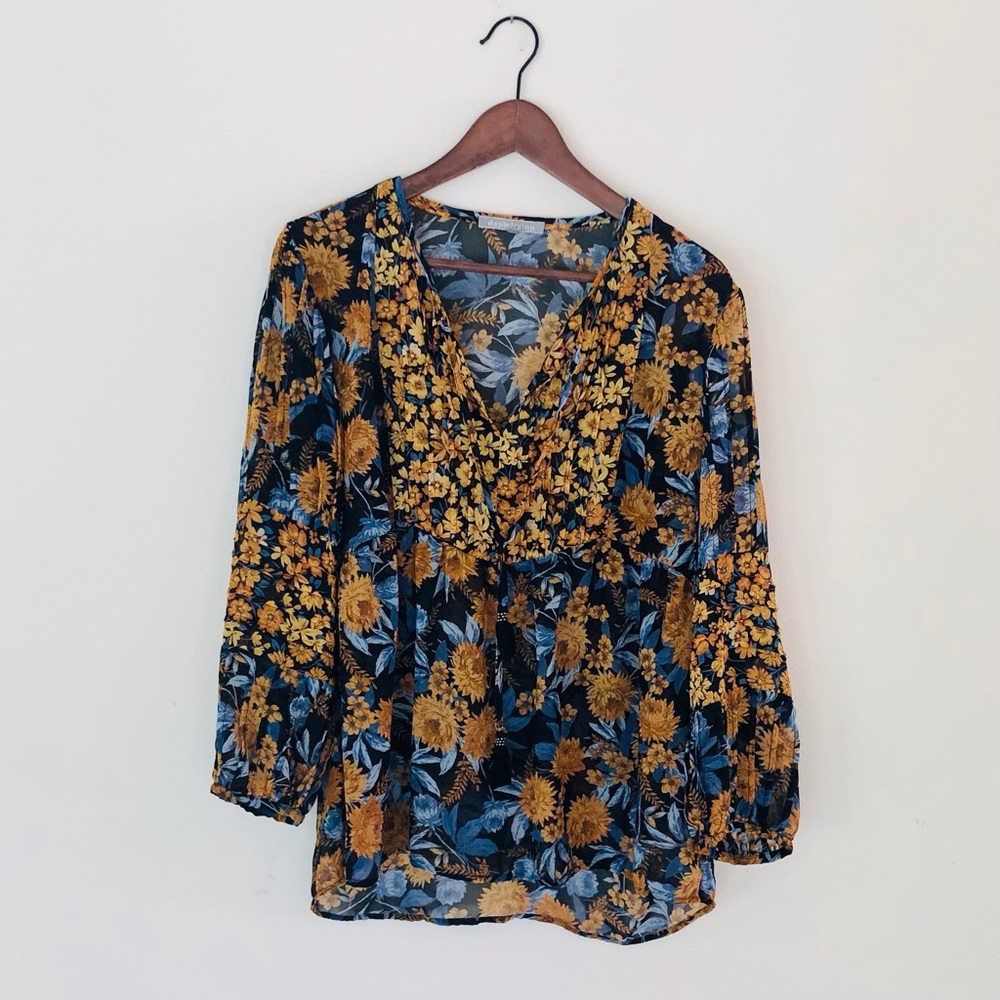 💙💛 Daniel Rainn || Peasant Blouse with Camisole in Blue & Yellow Large